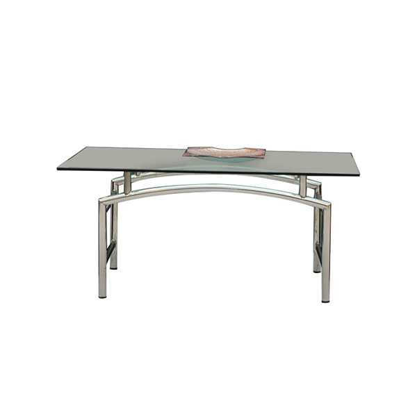 Centre table with glass st-ss top-glass