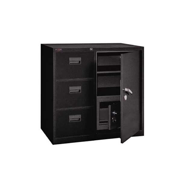 3-d com.file cabinet w.locker black